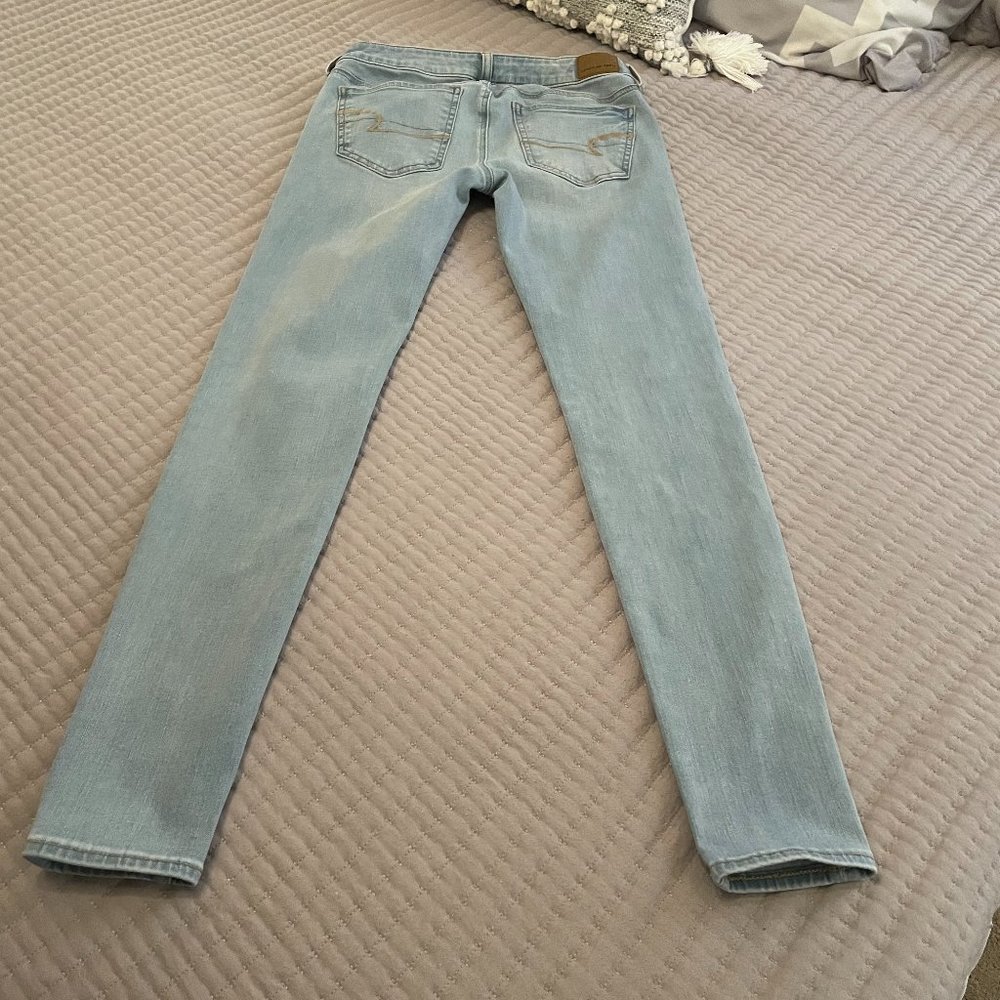 American Eagle Women's Light Blue Washed Stretch Jeggings 4 Long - Picture 6 of 11